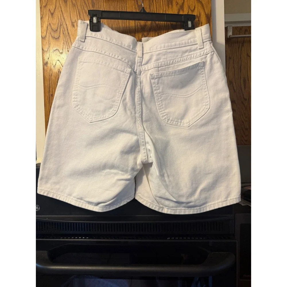 Vintage Lee Womens High Waisted White Denim Shorts‎ Mom Style Retro Size 12 long